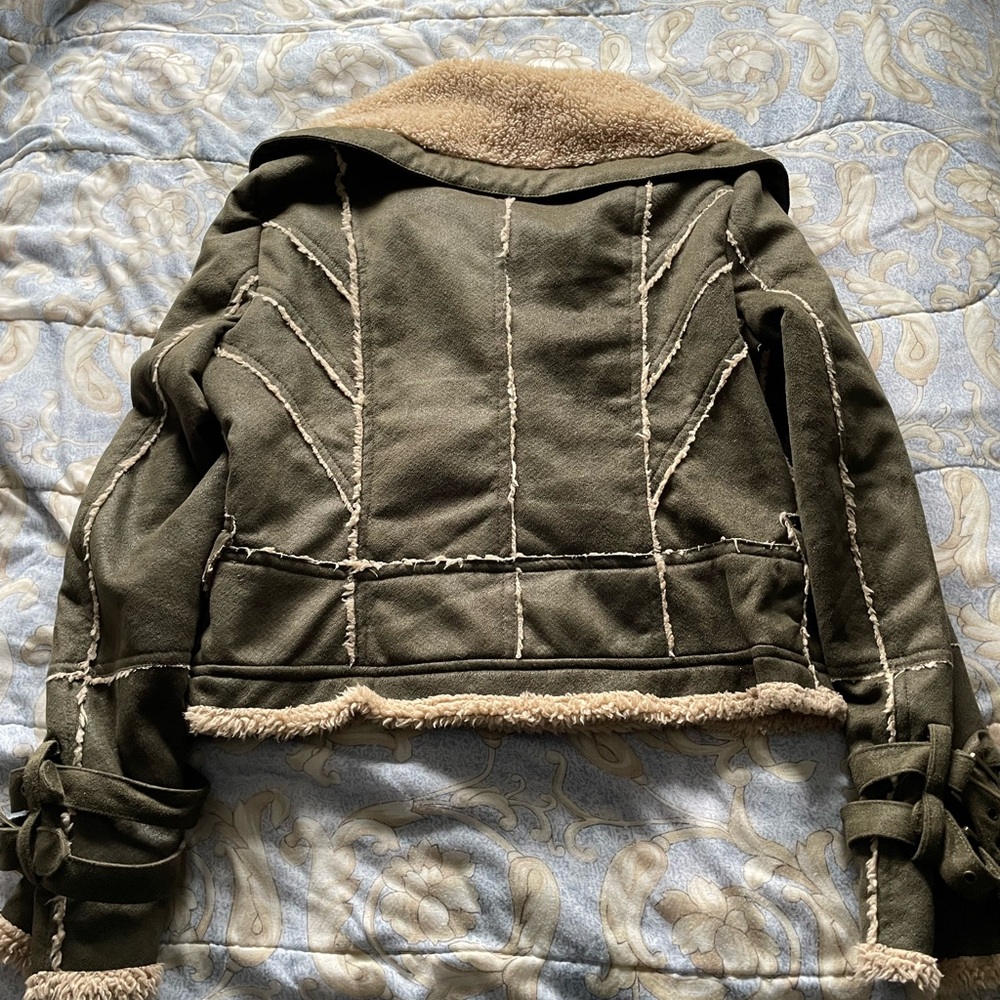 Costa Blanca Olive Teddy Jacket Women’s Size 8 - Picture 2 of 5